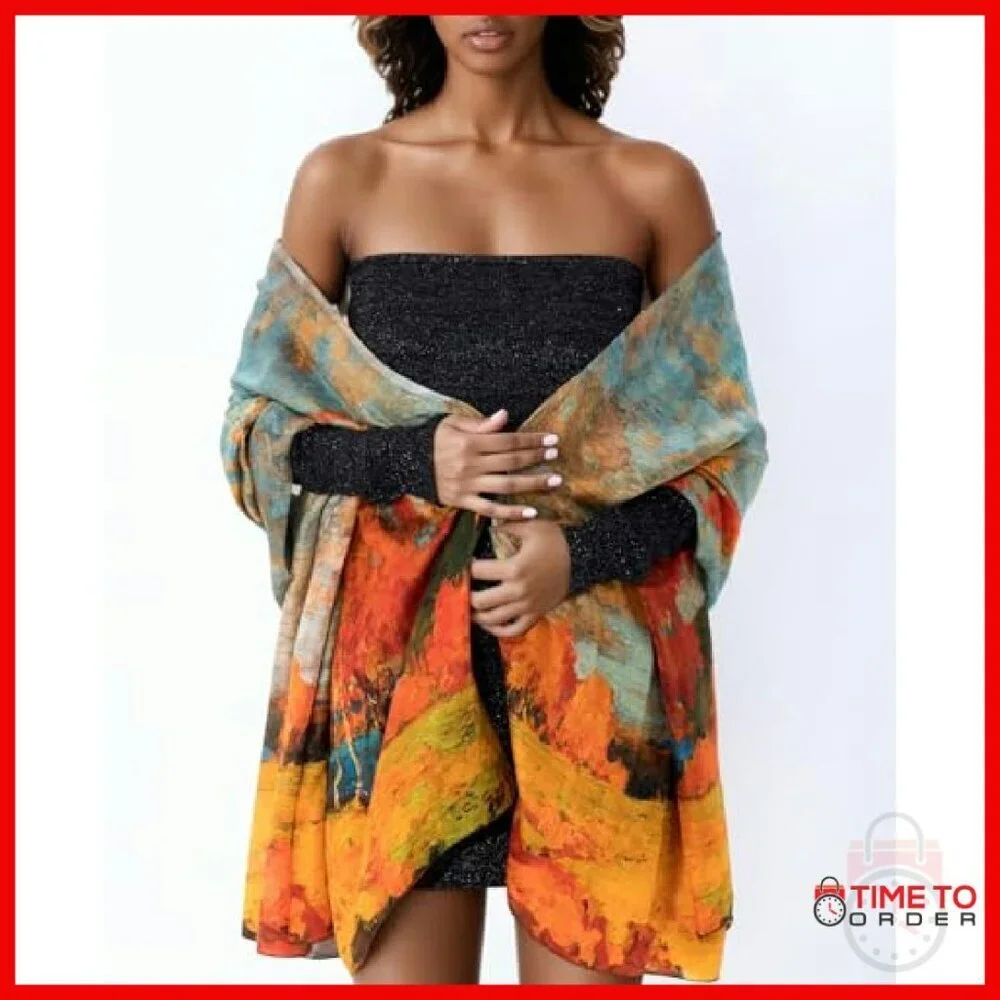 Oversized 100% Mulberry Silk Shawl Wrap Scarf Winter Travel